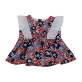 Camicia In Cotone Fantasia Floreale Rosso-Blu Neonata DR KID DK340 - DR.KID - LuxuryKids