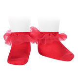 Calzini In Filo Di Cotone Corti Con Rouches Bambina CONDOR 488 - Condor - LuxuryKids