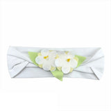 Fascia Elastica In Cotone Con Applicazione Di Fiori Bianca Neonata NINNAOH E17144 - NINNAOH - LuxuryKids