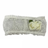 Fascia Elastica In Merletto Con Applicazione Fiori Bianca Neonata LA SARTORIA DEI PICCOLI LF424 - LA SARTORIA DEI PICCOLI - LuxuryKids