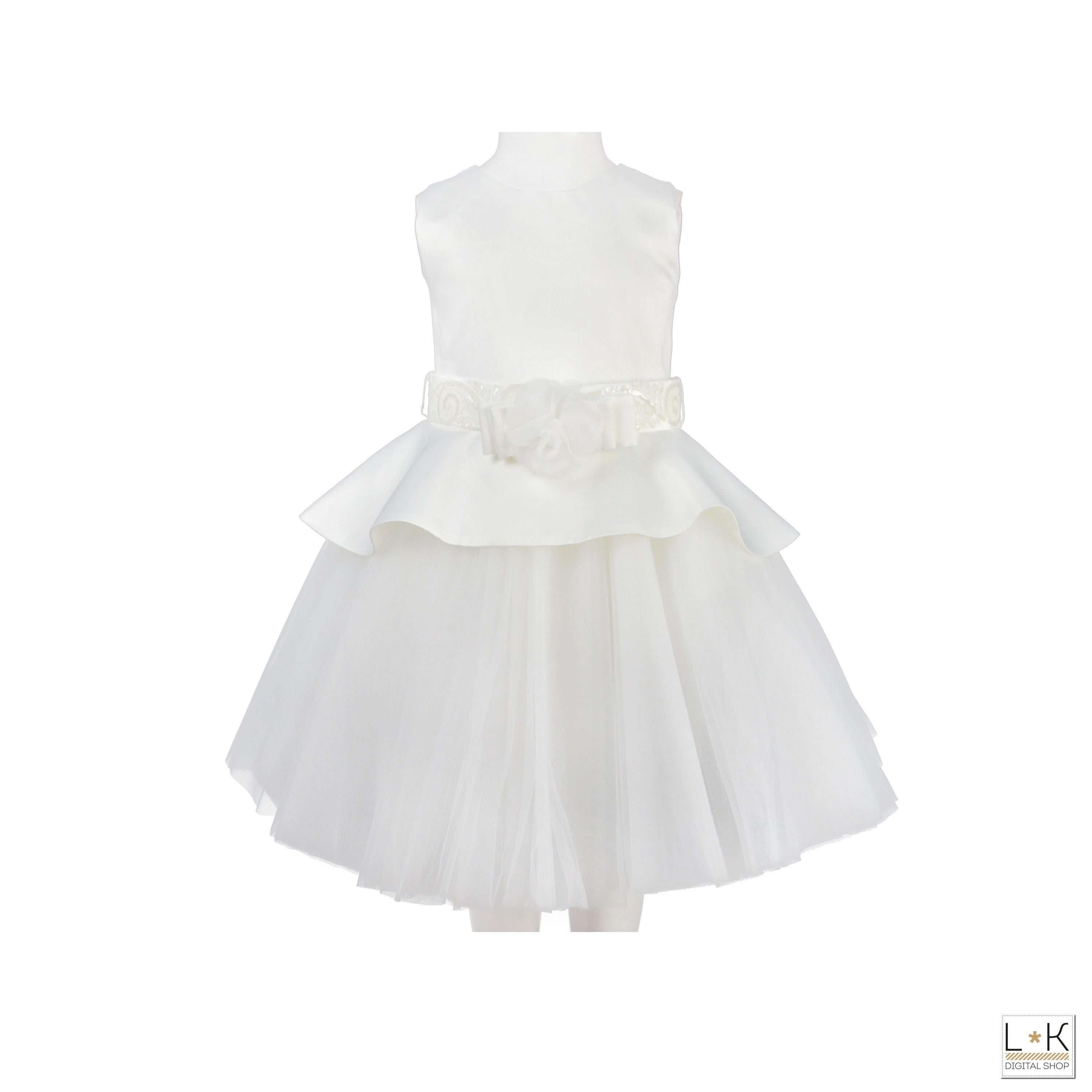 Abito Elegante Cerimonia Bianco Bambina Le Chicche ABR18 - LE CHICCHE - LuxuryKids