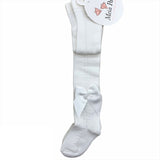 Calza In filo Traforata Con Fiocco in Gros Grain Bambina Bianco MEIA PATA 2016C - MEIA PATA - LuxuryKids