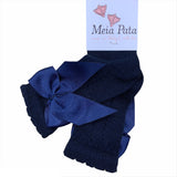 Calzino Lungo in Filo traforato Con Fiocco Bambina Blu MEIA PATA 1029M - MEIA PATA - LuxuryKids