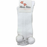 Calzino Lungo Traforato Con Pon-pon Bambina Bianco MEIA PATA 1030M - MEIA PATA - LuxuryKids