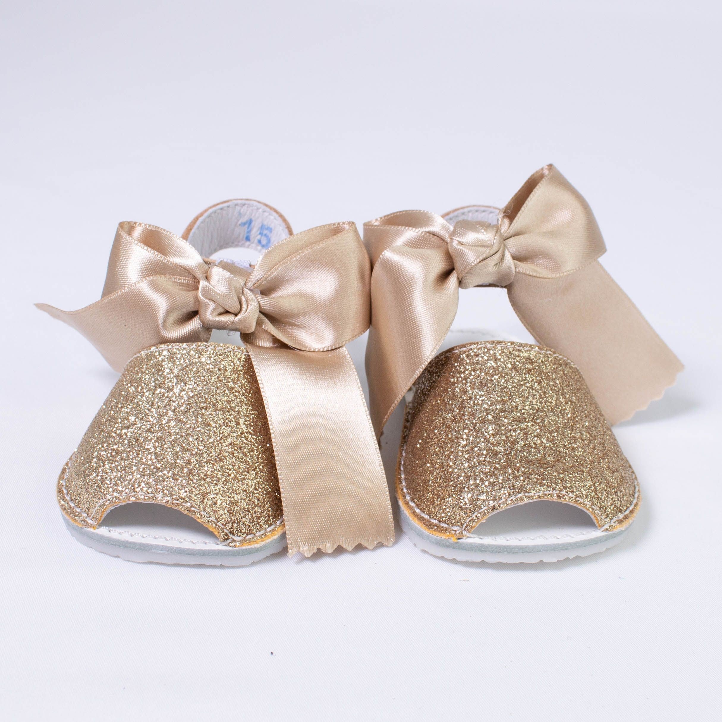 Sandali Da Culla Con Glitter e Fiocco Neonata INDICE 318 - INDICE - LuxuryKids