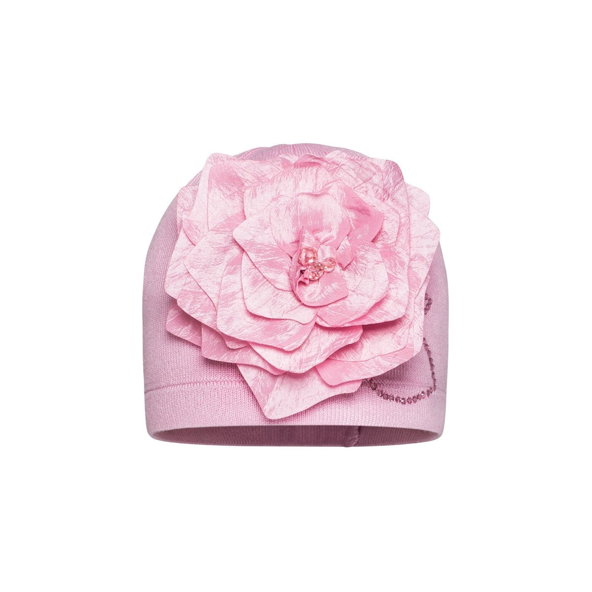 Cappello In Filo Di Cotone Con Fiore In Taffetta' Neonata BARBARAS NB16 - BARBARAS - LuxuryKids