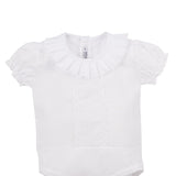 Camicia A Body Mezza Manica In Cotone Con Colletto Bianca Neonata CALAMARO 19064 - CALAMARO - LuxuryKids