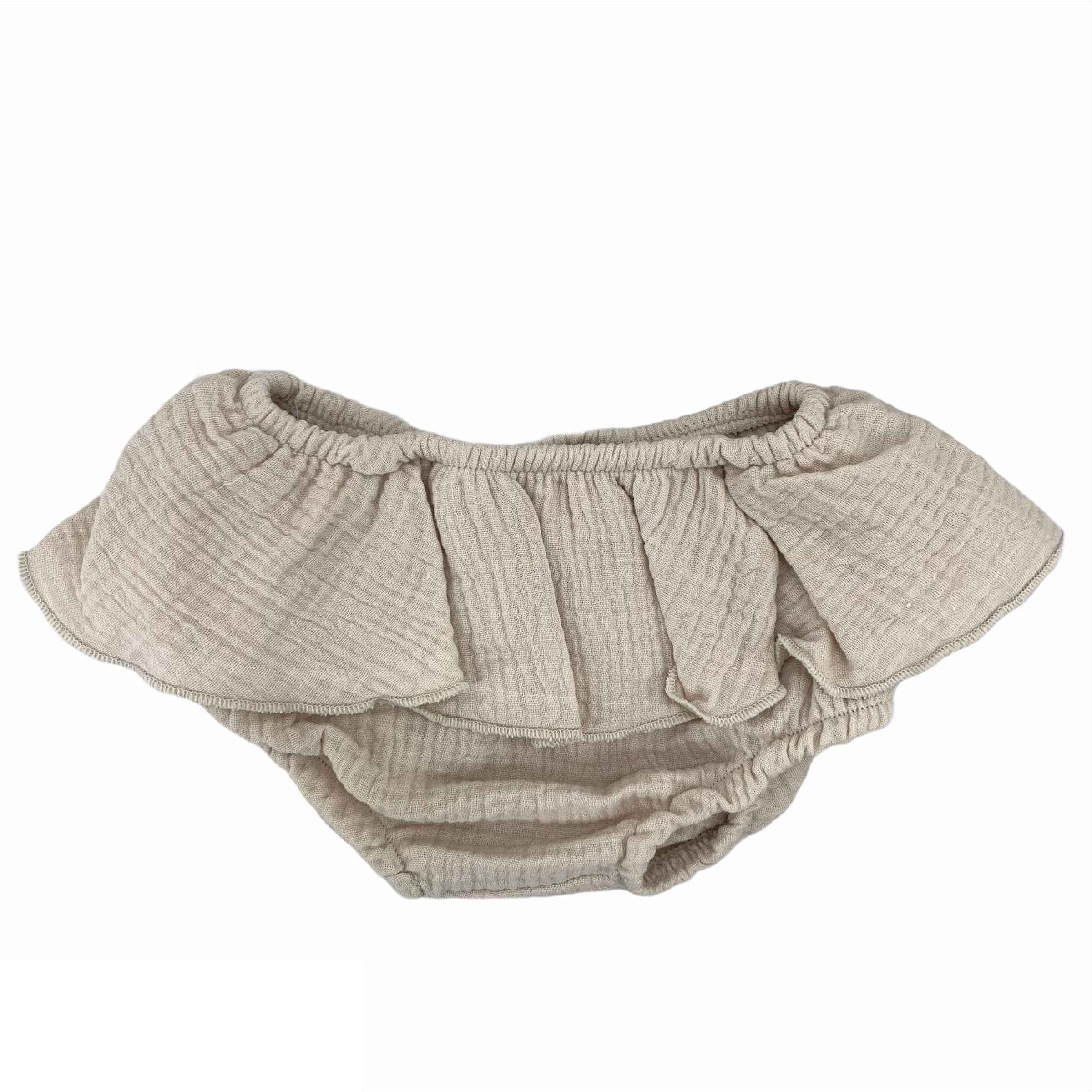 Culotte In Garza Di Cotone Con Volant Neonata CALAMARO 16031C - CALAMARO - LuxuryKids