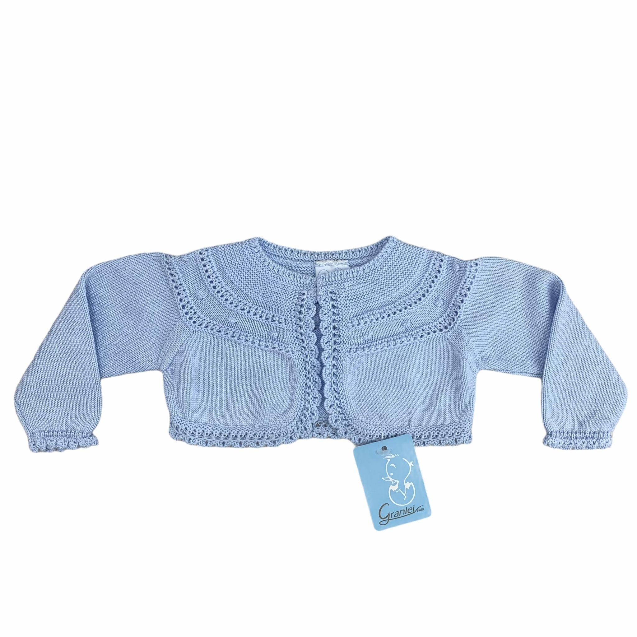 Cardigan In Filo Di Cotone Traforato Neonati GRANLEI 498 - GRANLEI - LuxuryKids