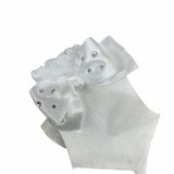 Calzini Corti In Filo Di Scozia Con Fiocchetto In Raso E Strass Neonata STORY LORIS 6883 - STORY LORIS - LuxuryKids