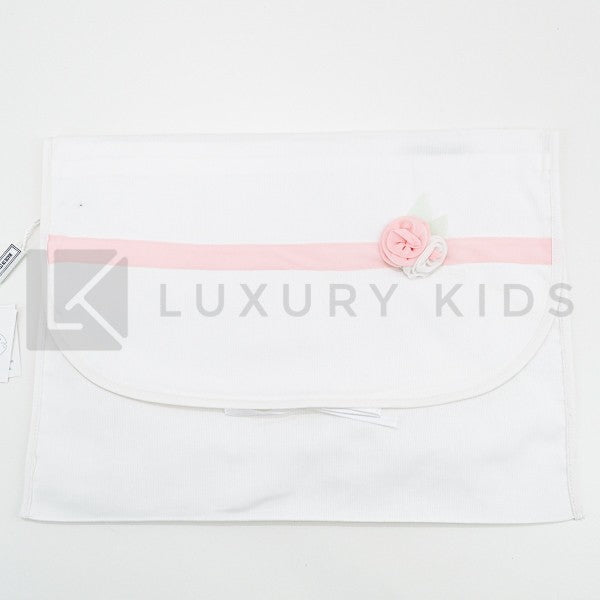 Busta Nascita In Cotone Bianca Con Fascia In Organza Rosa Neonata LA SARTORIA DEI PICCOLI LBU204 - LA SARTORIA DEI PICCOLI - LuxuryKids