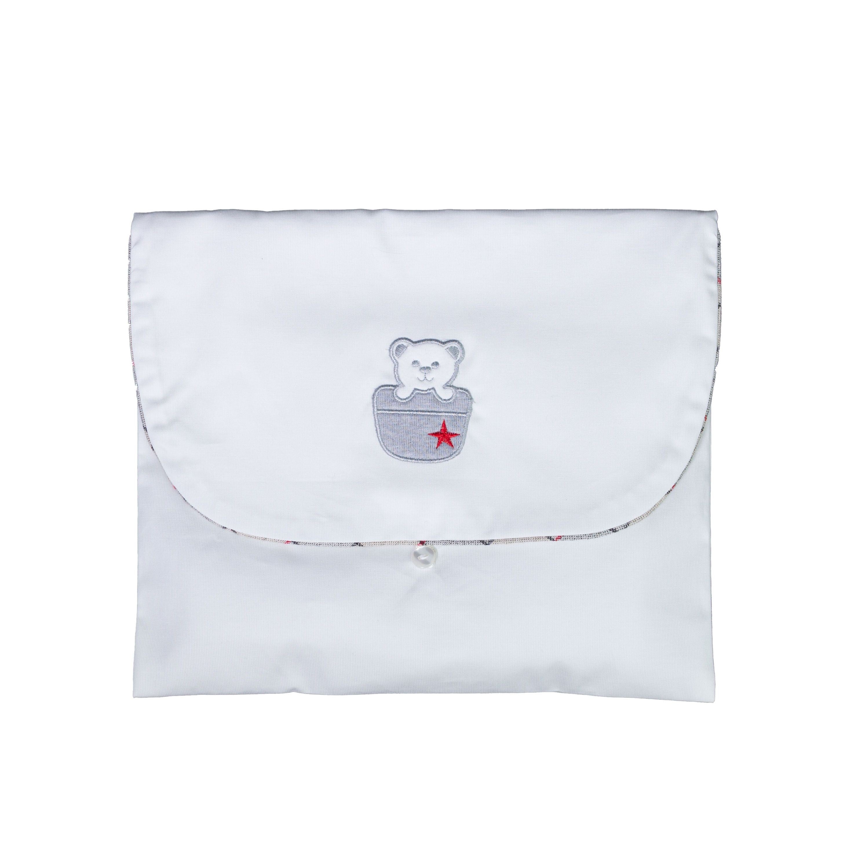 Busta Nascita in Cotone Bianca con Orsetto Grigio Neonato LA SARTORIA DEI PICCOLI LBU8621 - LA SARTORIA DEI PICCOLI - LuxuryKids