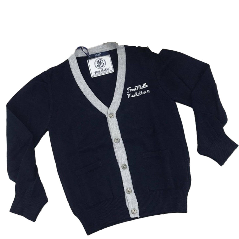 Cardigan blu Bambino Fred Mello 11438 - FRED MELLO - LuxuryKids