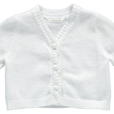 Giacchino In Filo Di Cotone Bianco Neonata Minibanda U710 - MINIBANDA - LuxuryKids