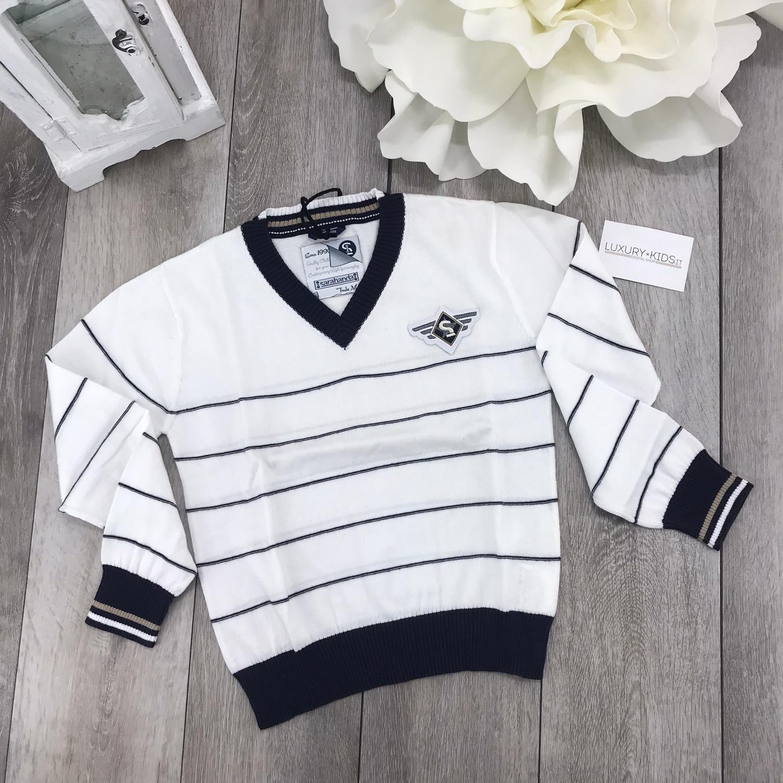 Maglioncino a Righe con Scollo V Bambini Sarabanda E302 - SARABANDA - LuxuryKids