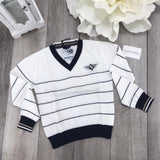 Maglioncino a Righe con Scollo V Bambino Sarabanda E302 - SARABANDA - LuxuryKids