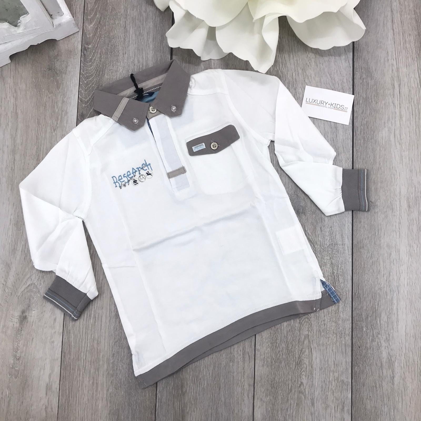 Polo a Tinta Unita Bambino Bianco Sarabanda E327 - SARABANDA - LuxuryKids
