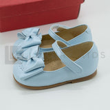 Scarpe Primi Passi Modello Ballerina In Vera Pelle Satinata Con Fiocco Neonata PANYNO B2603 - PANYNO - LuxuryKids