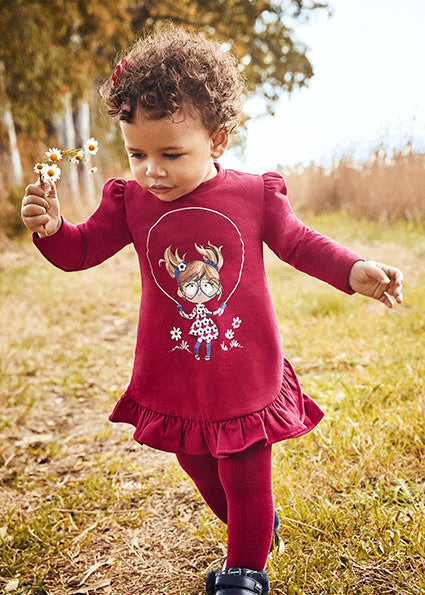 Abito Felpato Manica Lunga  Rosso Neonata Mayoral 2913 - MAYORAL - LuxuryKids