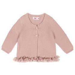 Cardigan Punto Legaccio con Tulle Caldo Cotone Neonata Condor 55521 - Condor - LuxuryKids