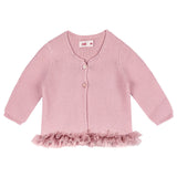 Cardigan Punto Legaccio con Tulle Caldo Cotone Neonata Condor 55521 - Condor - LuxuryKids