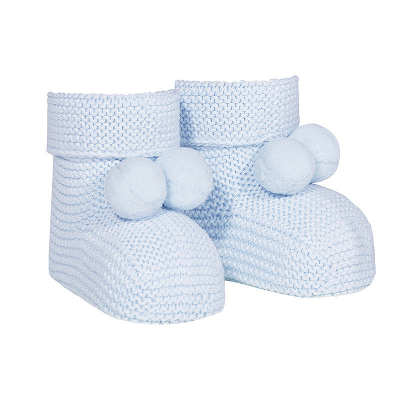 Babbucce In Caldo Cotone Punto Legaccio Con Pompon Neonato/a CONDOR 2916 - Condor - LuxuryKids