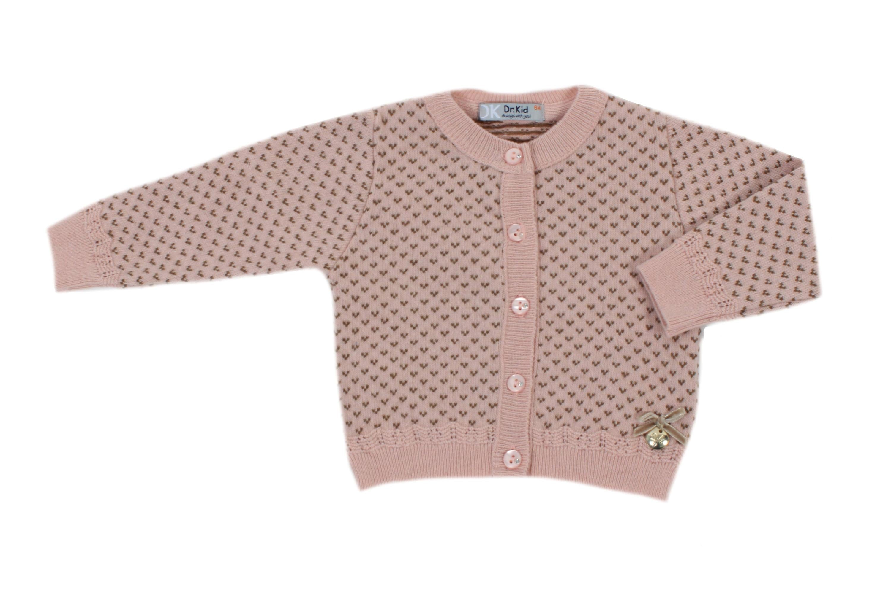 Cardigan In Misto Lana Maniche Lunghe Rosa Bambina Dr.Kid DK344 - DR.KID - LuxuryKids