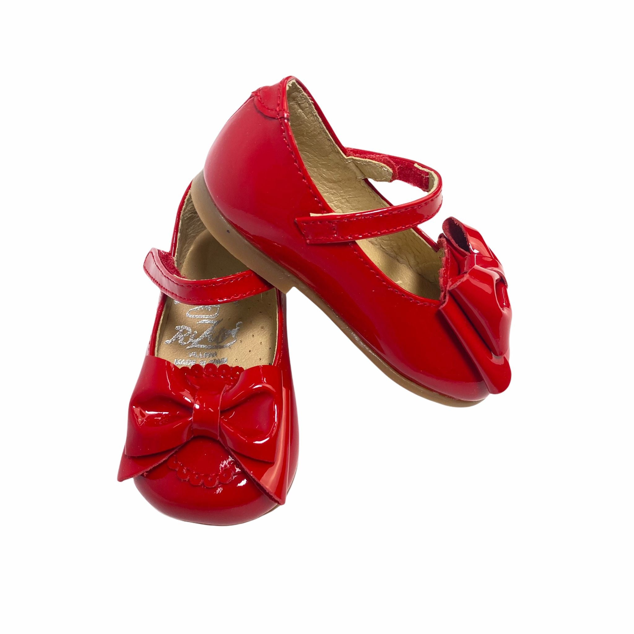 Scarpe Primi Passi Modello Ballerina Bambina Vernice Rosso Vera Pelle RIZITOS B2603R - RIZITOS - LuxuryKids