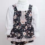 Abito Floreale con Culotte Blu Caldo Cotone Neonata Granlei 2575 - GRANLEI - LuxuryKids