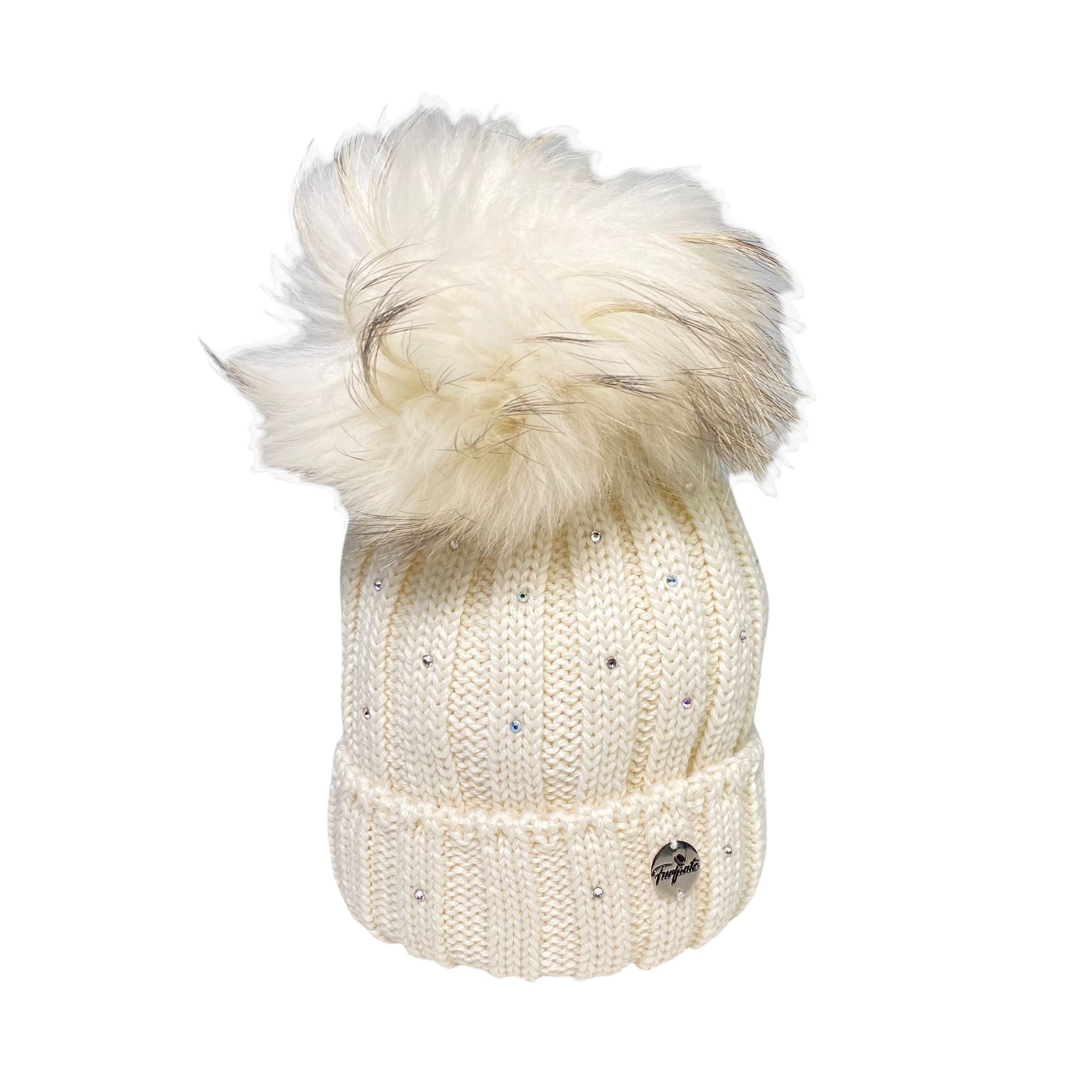Cappello In Misto Lana Con Strass E Pompon In Murmasky Neonata FURFANTE CT3444A - FURFANTE - LuxuryKids