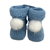 Calzino Scarpetta  In Caldo Cotone Con Pon Pon In Eco Pelliccia Neonato-a SARDON VE398 - SARDON - LuxuryKids