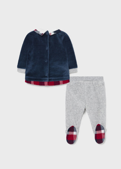 Tutina Spezzata Blu In Ciniglia Neonato Mayoral 2512 - MAYORAL - LuxuryKids