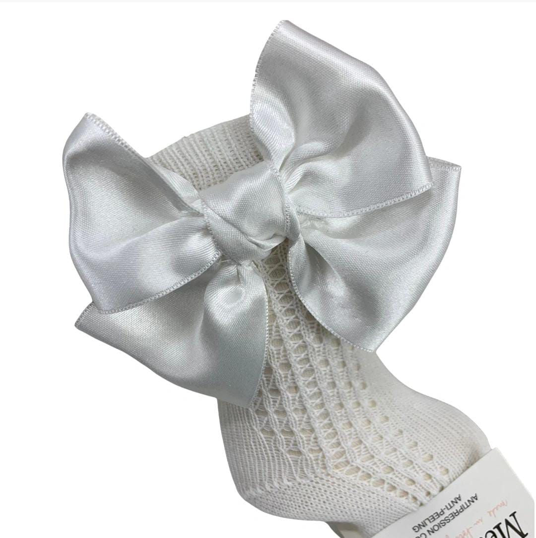 Calze Lunghe In Caldo Cotone Con Fiocco In Raso Bambina MEIA PATA 1104 - MEIA PATA - LuxuryKids