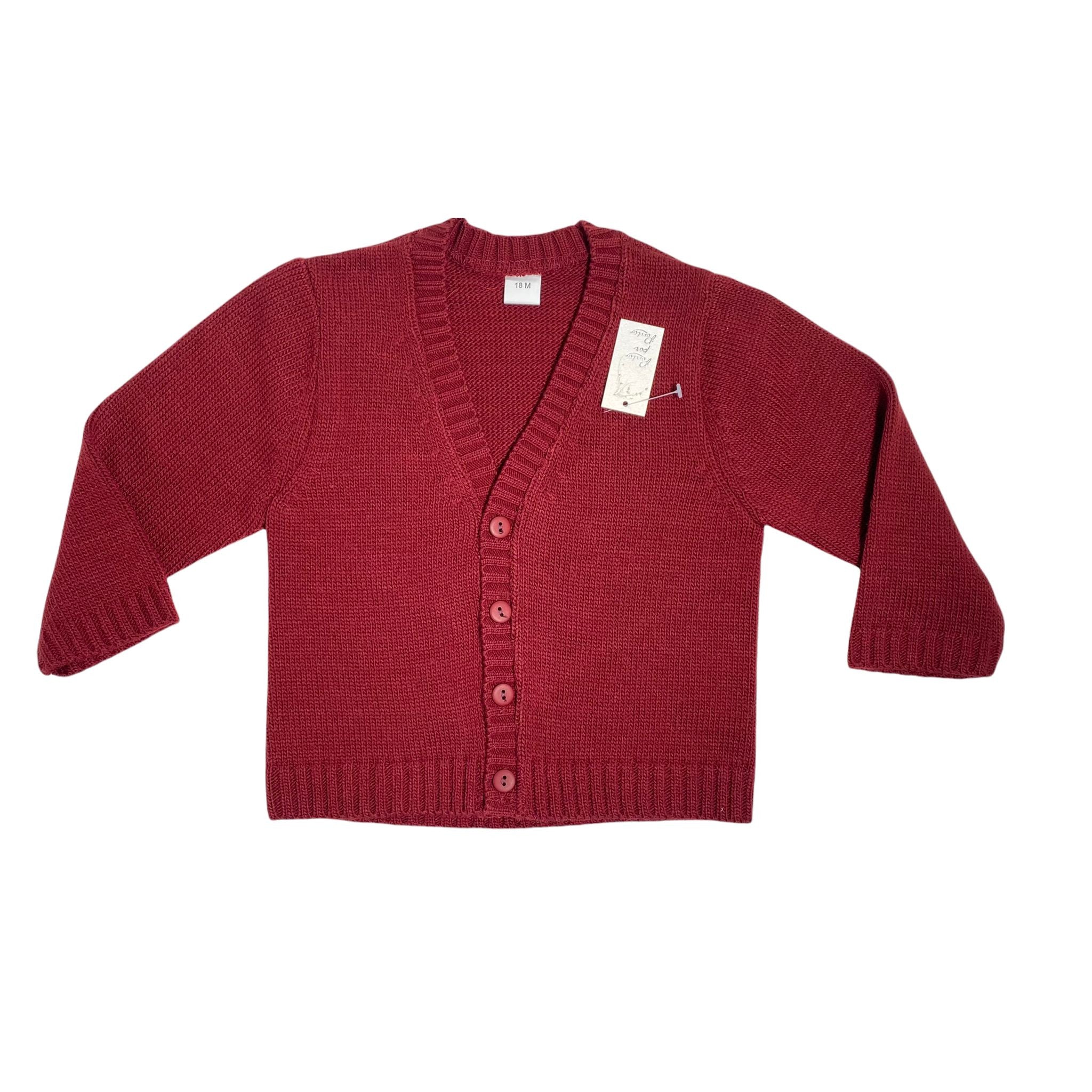 Cardigan In Misto Lana con Scollo a V e Bottoni Neonato Ponto por Ponto 3758CA - PONTO POR PONTO - LuxuryKids