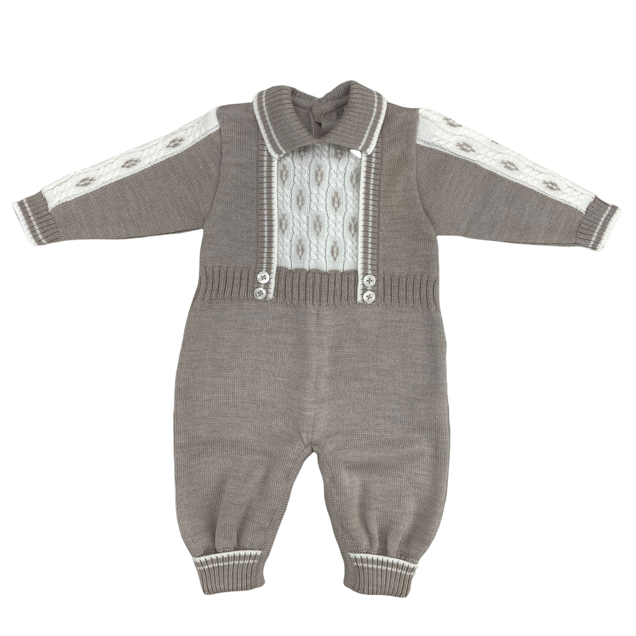 Tutina Intera In Lana 100% Con Trecce Neonato-a CREAZIONI LUANA 7021 - CREAZIONI LUANA - LuxuryKids