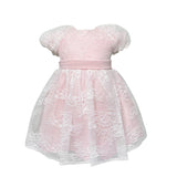 Abito Elegante Mezza Manica In Pizzo Rosa Neonata ISABEL 3100 - ISABEL - LuxuryKids