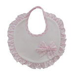 Bavetta In Cotone Bianca E Rosa Con Fiocco Neonata NINNAOH E2220 - NINNAOH - LuxuryKids