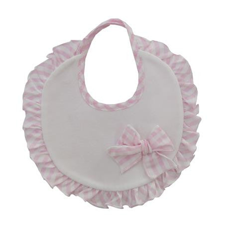 Bavetta In Cotone Bianca E Rosa Con Fiocco Neonata NINNAOH E2220 - NINNAOH - LuxuryKids