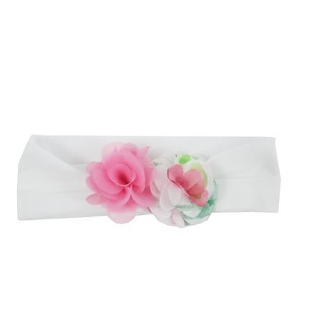 Fascia In Tulle Elasticizzato Bianca Con Fiori Multicolour Neonata NINNAOH E2262 - NINNAOH - LuxuryKids
