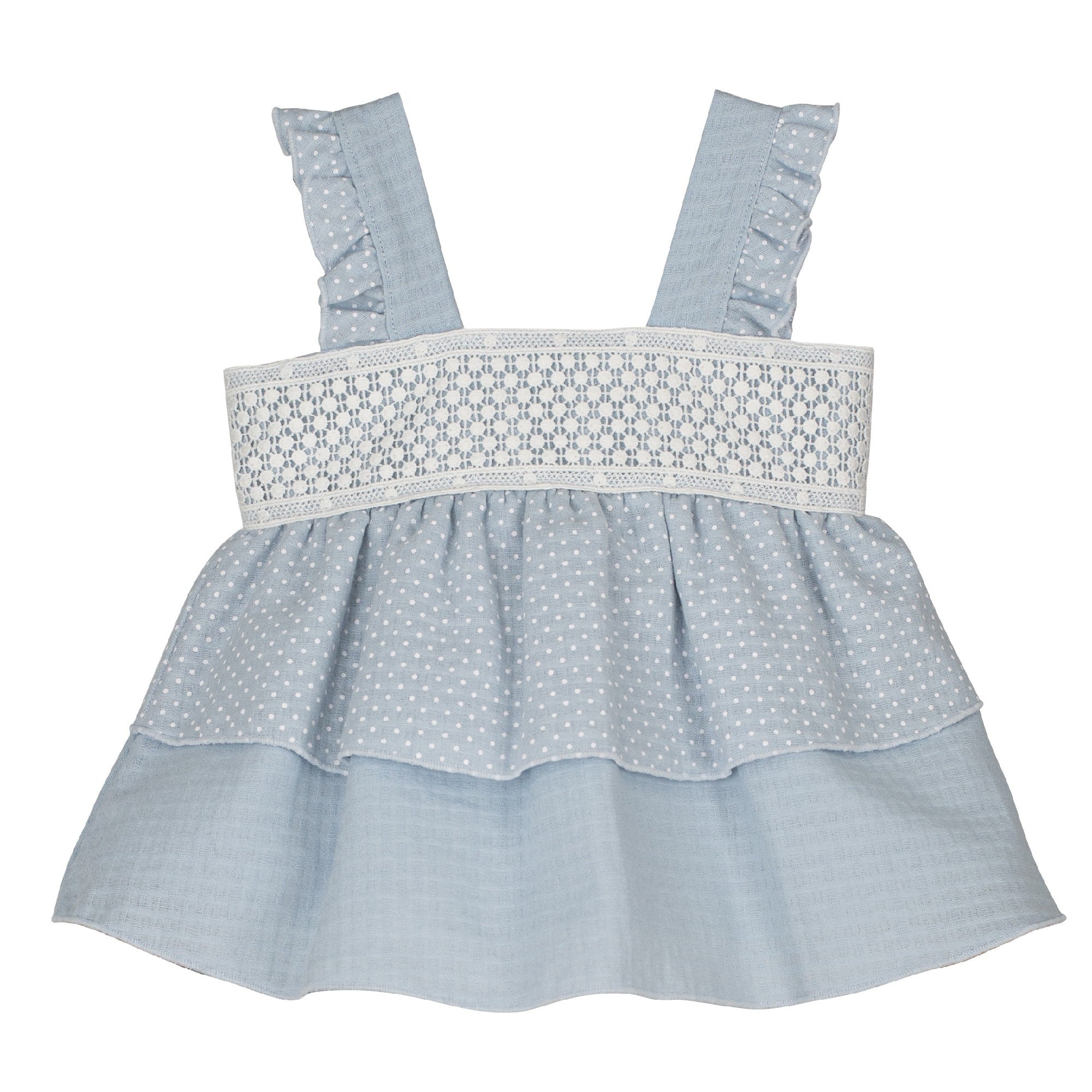 Abito Con Bretelle Celeste A Pois Neonata CALAMARO 21215 - CALAMARO - LuxuryKids