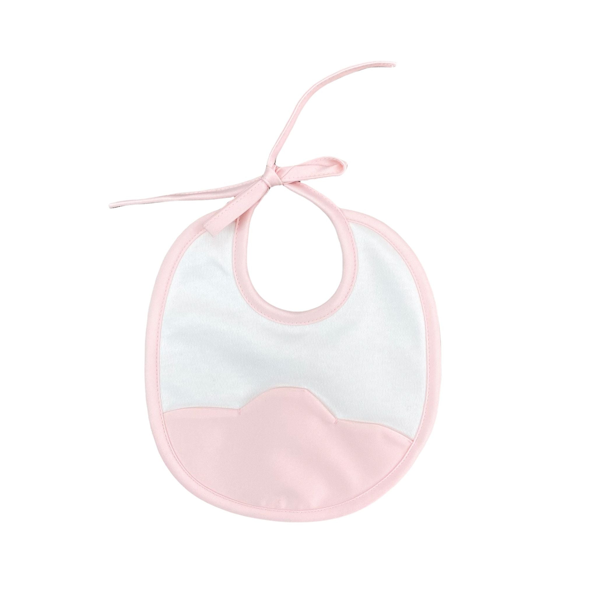 Bavetta In Cotone E Raso Bianca E Rosa Neonata TETO E TATTA BA1640 - TETO E TATTA - LuxuryKids