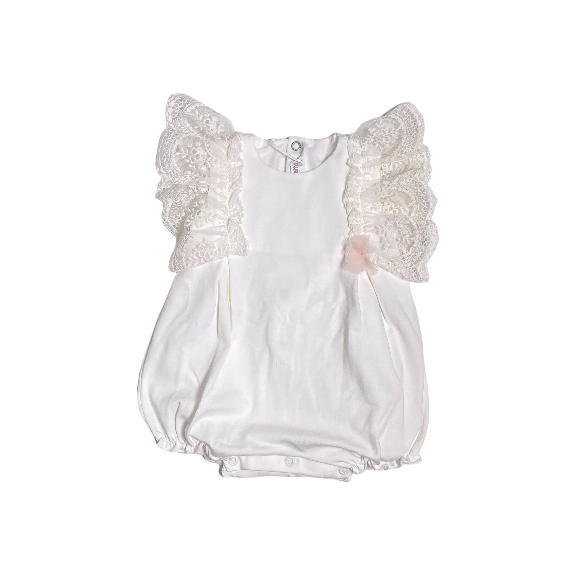 Pagliaccetto In Cotone Panna Con Pizzo Neonata TETO E TATTA PA1670 - TETO E TATTA - LuxuryKids