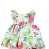 Abito Elegante Smanicato In Organza Fantasia Floreale Neonata NINNAOH E2259 - NINNAOH - LuxuryKids