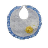 Bavetta In Pizzo San Gallo Bianca Con Rouche A Quadretti Celeste Neonata NINNAOH E2233 - NINNAOH - LuxuryKids