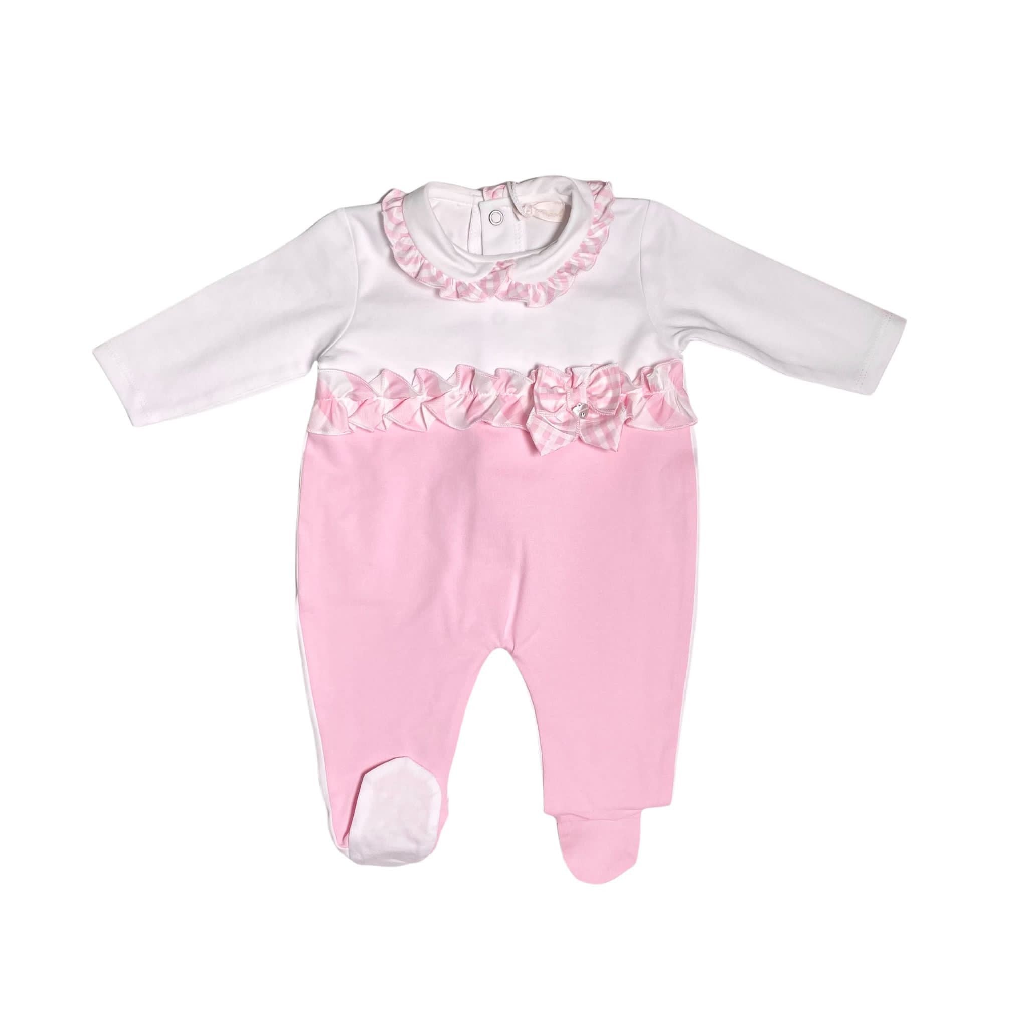 Tutina Intera In Cotone Rosa E Bianca Neonata NINNAOH E2217T - NINNAOH - LuxuryKids