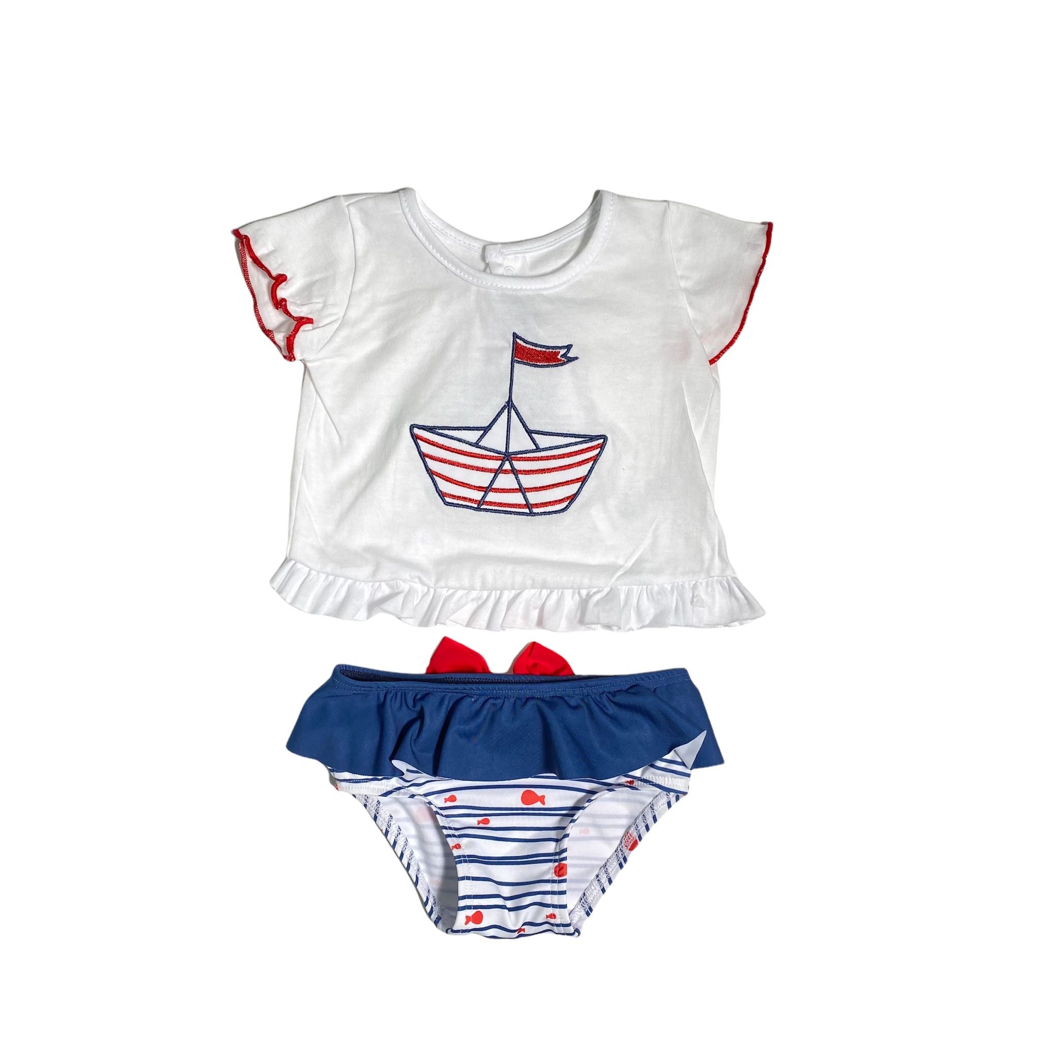 Completo Con Costume E T-Shirt Barca Neonata CALAMARO 23025 - CALAMARO - LuxuryKids