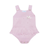 Pagliaccetto In Filo Di Cotone Con Balza Rosa Baby Neonata GRANLEI 232 - GRANLEI - LuxuryKids