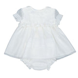 Abito Battesimale Corto Mezza Manica In Cotone E Organza Panna GRANLEI 250 - GRANLEI - LuxuryKids