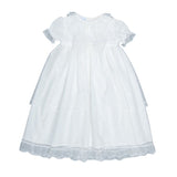 Abito Lungo Battesimale Manica Corta Con Tulle Panna Neonata GRANLEI 281 - GRANLEI - LuxuryKids