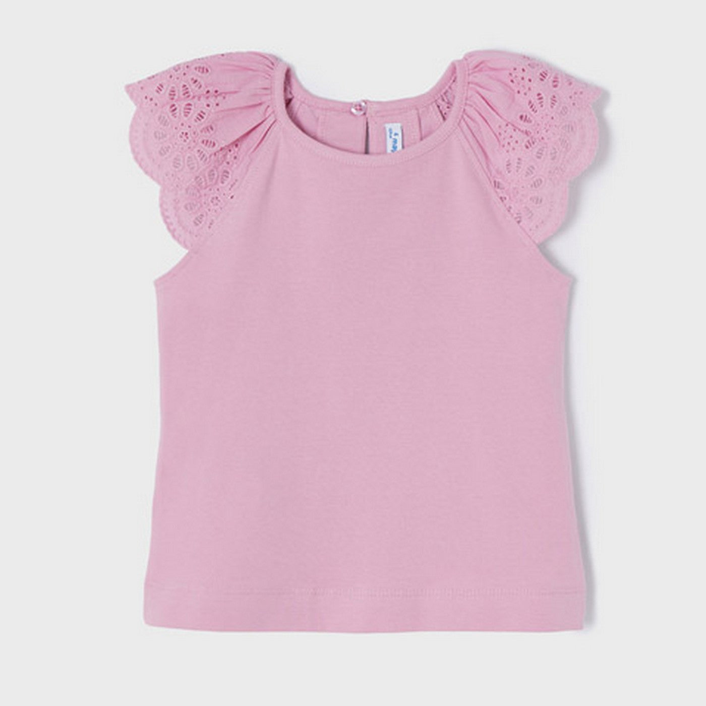 T-Shirt Con Ricami In Cotone Rosa Bambina MAYORAL 3052 - MAYORAL - LuxuryKids